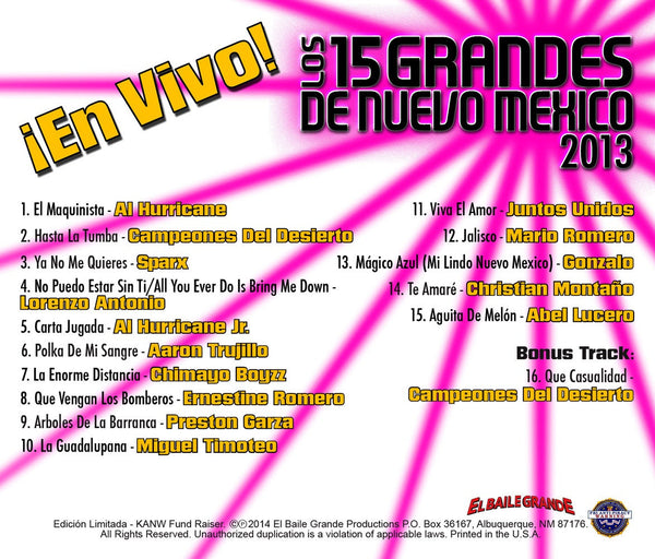 Los 15 Grandes De Nuevo Mexico 2013 ¡En Vivo! *Includes Live Bonus Track