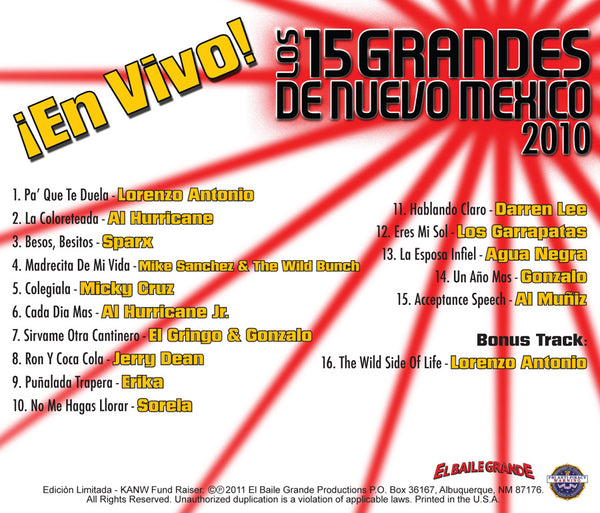 Los 15 Grandes De Nuevo Mexico 2010 ¡En Vivo! *Includes Live Bonus Track