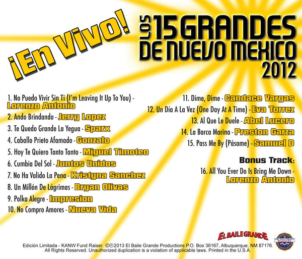 Los 15 Grandes De Nuevo Mexico 2012 ¡En Vivo! *Includes Live Bonus Track