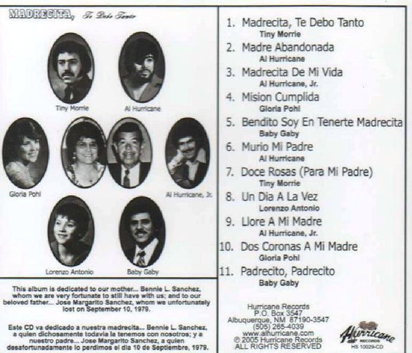 Al Hurricane -- Madrecita Te Debo Tanto -- Al Hurricane, Al Hurricane Jr, Tiny Morrie, Gloria Pohl, Baby Gaby & Lorenzo Antonio