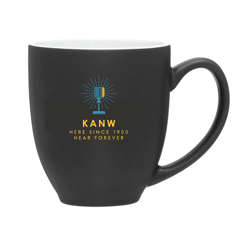 KANW BLACK 16 OZ BISTRO MUG: HERE SINCE 1950 HEAR FOREVER